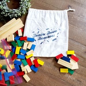 213 Pc Tumble down Wooden Block Dominoes Set